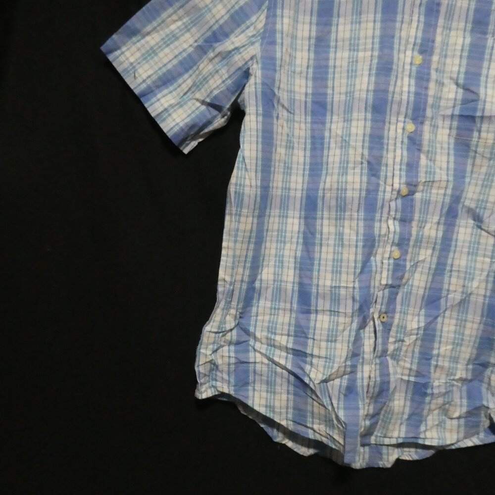U.S. POLO ASSN. | medium | Plaid Button-Up Blue and White Short Sleeve Shirt - Picture 7 of 16